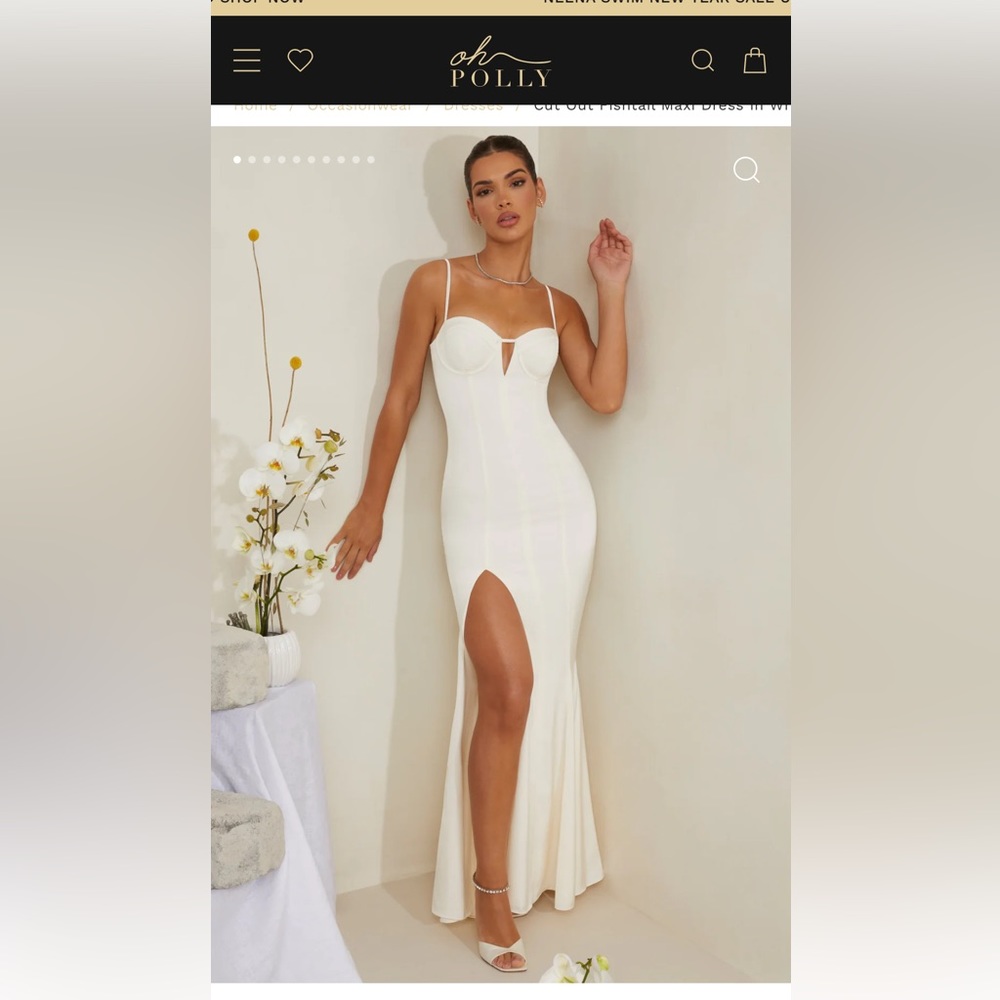 White gown with slit